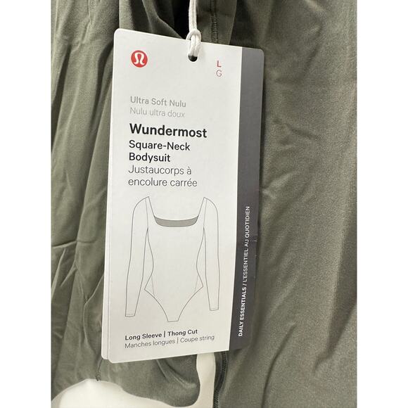 New Lululemon Size Large Ultra-Soft Nulu Square-Neck Long-Sleeve Bodysuit - Picture 9 of 9